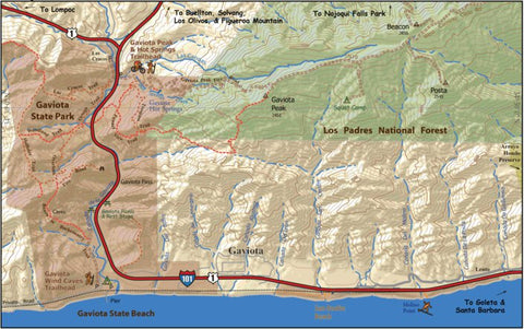 Extremeline Productions LLC Santa Barbara Outdoor Recreation Topo Map - Gaviota Map Inset digital map