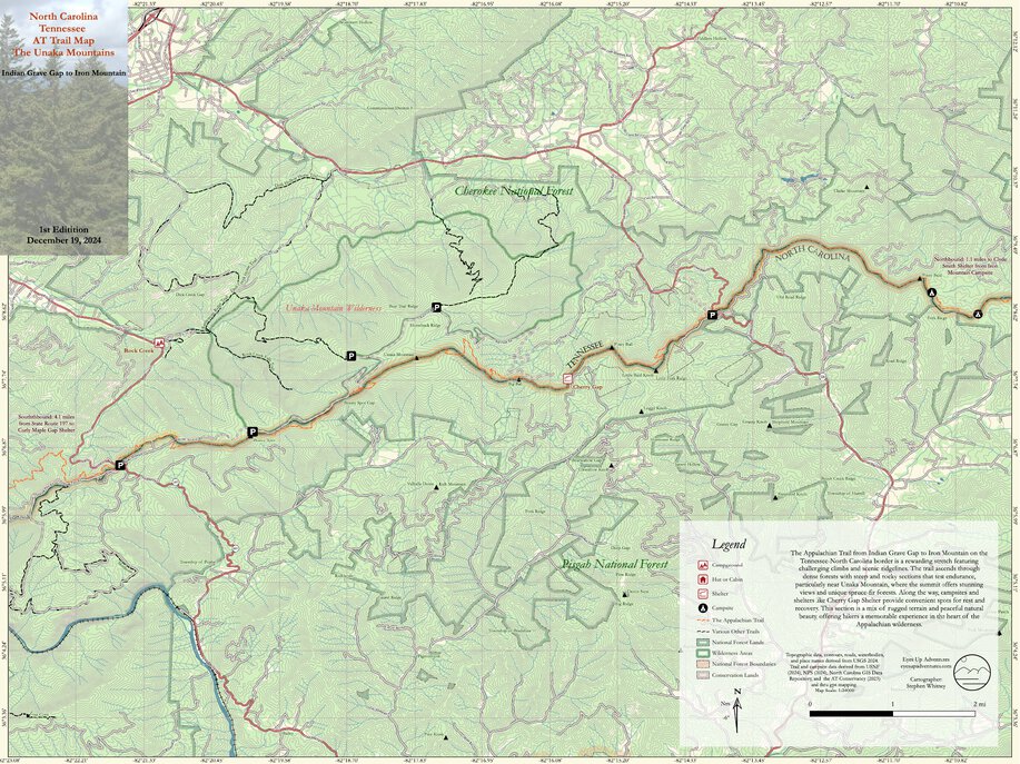 Unaka Blue Ridge NC & TN AT Map: The Unaka Mountains by Eyes Up Adventures | Avenza Maps