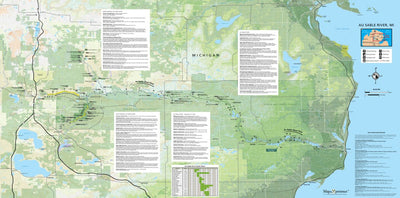 AuSable River Fishing Map, Michigan - FFO by Fly Fishing Outfitters ...