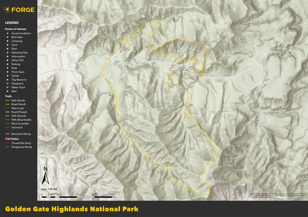 Postnet Highland Ridge Map Golden Gate Highlands National Park Map by Forge | Avenza Maps