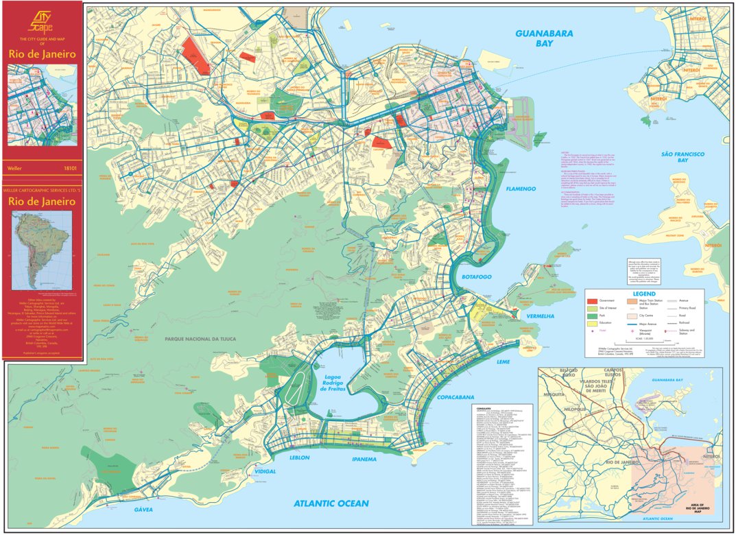 Rio de Janeiro, Brazil Map by formerly Weller Cartographic Services Ltd ...