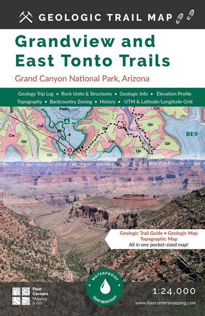 Four Corners Mapping Geologic Trail Map of the Grand Canyon: Grandview and East Tonto Trails digital map