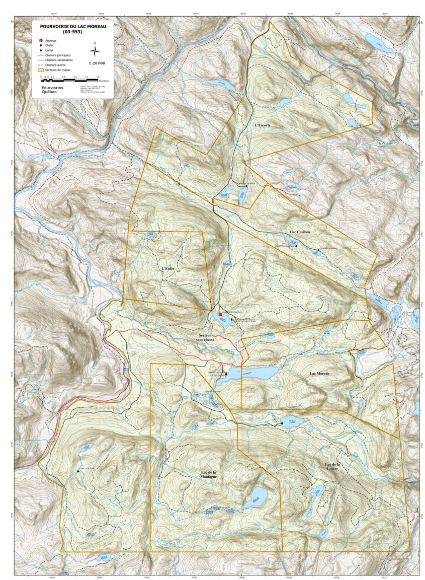 Pourvoirie du Lac Moreau - Carte générale Map by FPQ | Avenza Maps