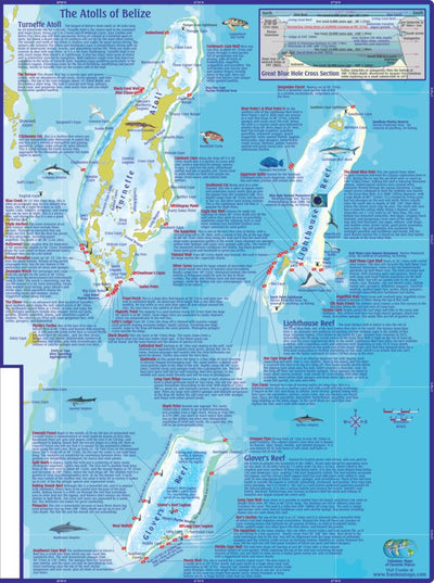 Franko Maps Ltd. Belize Atolls Dive Map digital map