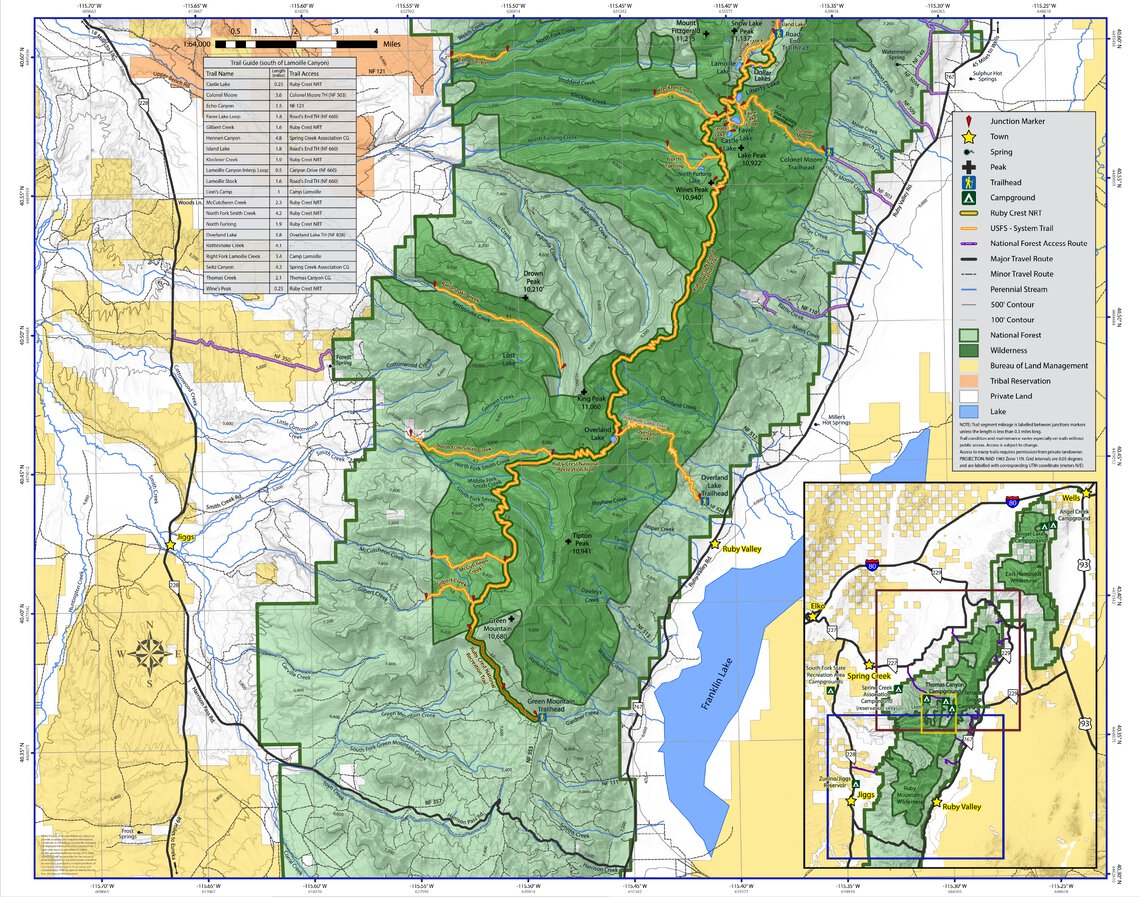 Ruby Ranch Raft Utah Map Ruby Mountains National Recreation Trail - South Map by Friends of ...