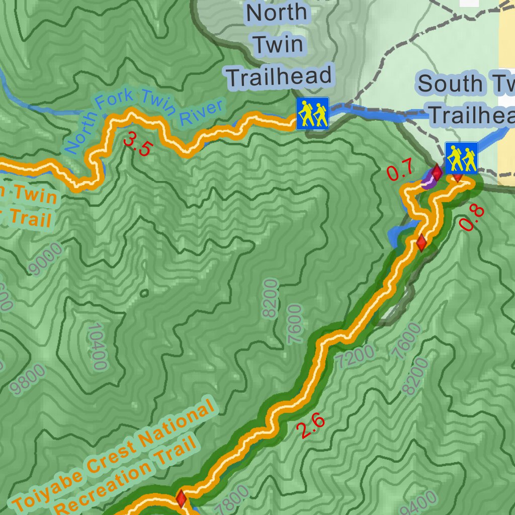 Toiyabe Crest National Recreation Trail - South Map By Friends Of 