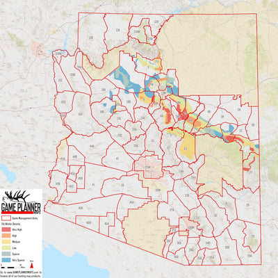 Game Planner Maps Arizona Winter Elk Density digital map