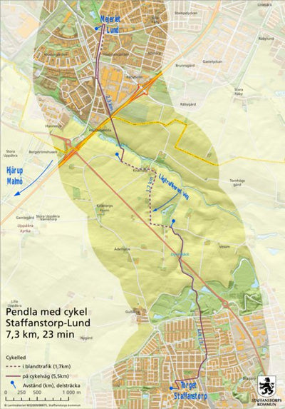 Geoinfo Staffanstorp-Kävlinge Pendla med cykel: Staffanstorp-Lund digital map