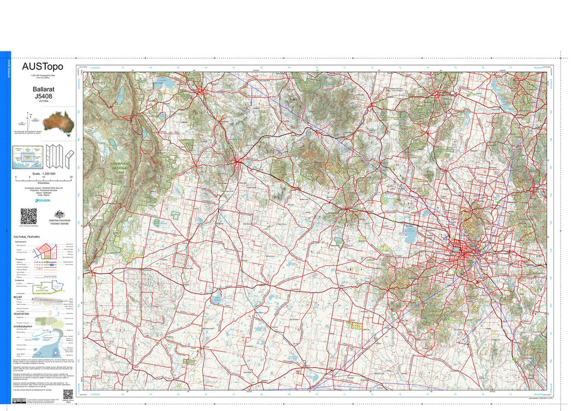 Ballarat J5408 Map by Geoscience Australia | Avenza Maps