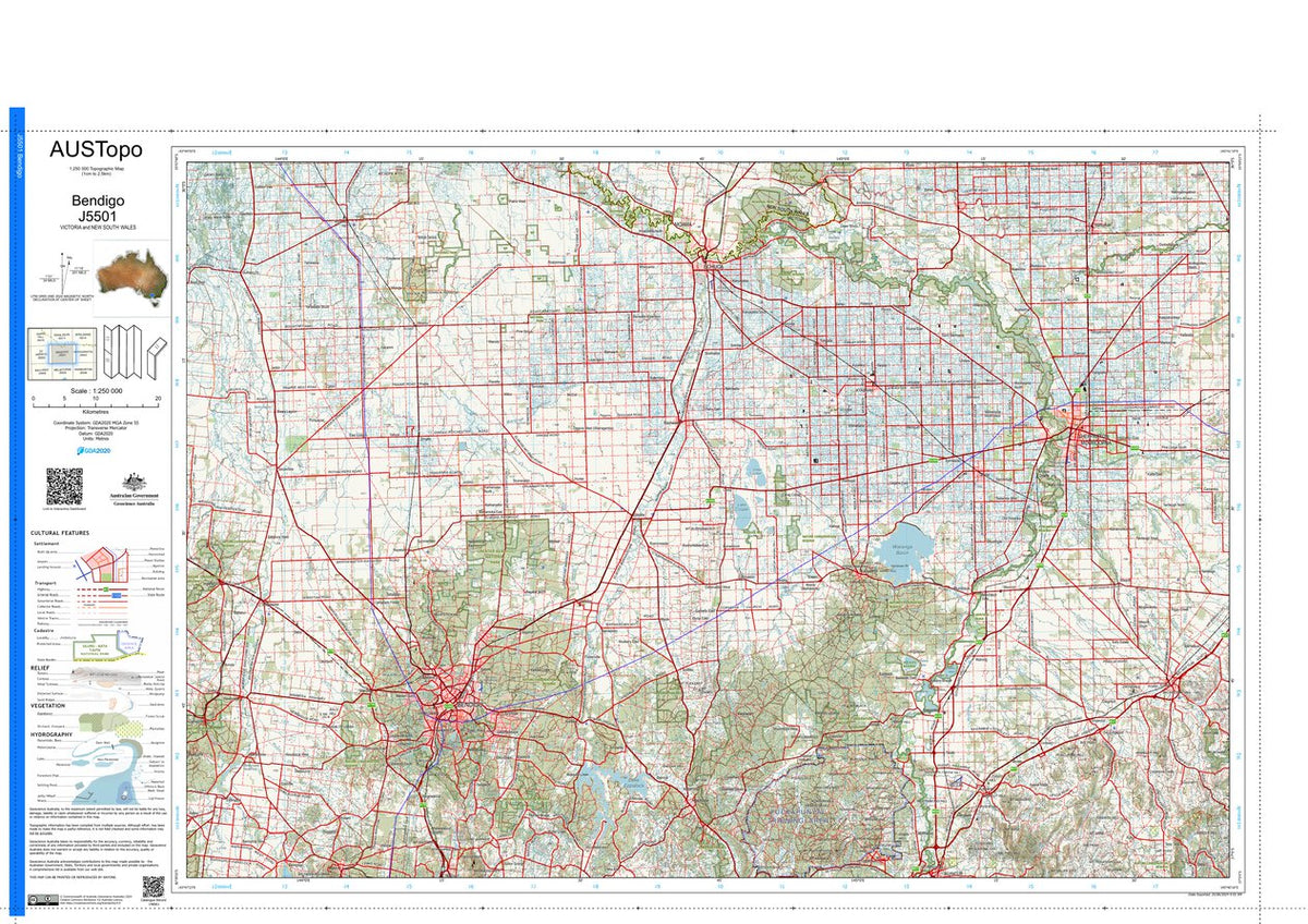 Bendigo J5501 Map by Geoscience Australia | Avenza Maps