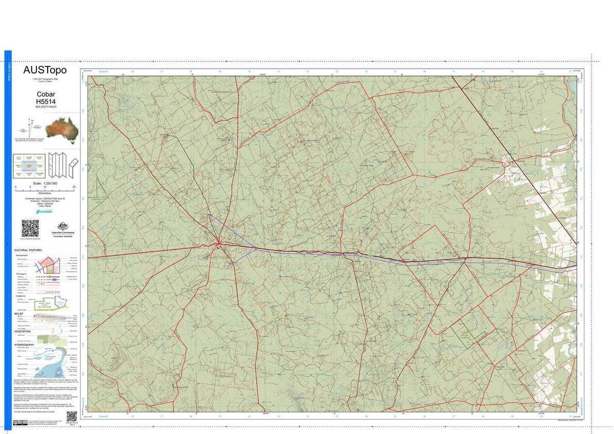 Cobar H5514 Map by Geoscience Australia | Avenza Maps