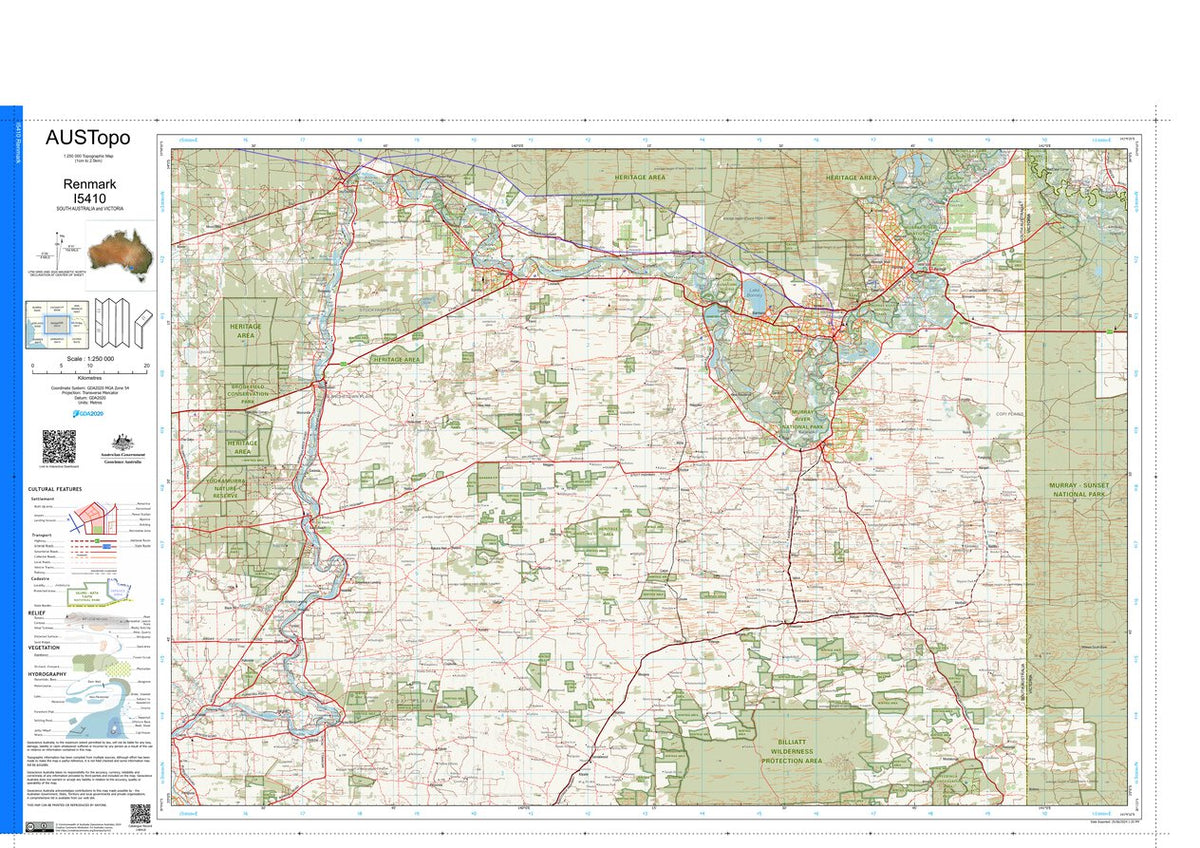 Renmark I5410 Map by Geoscience Australia | Avenza Maps