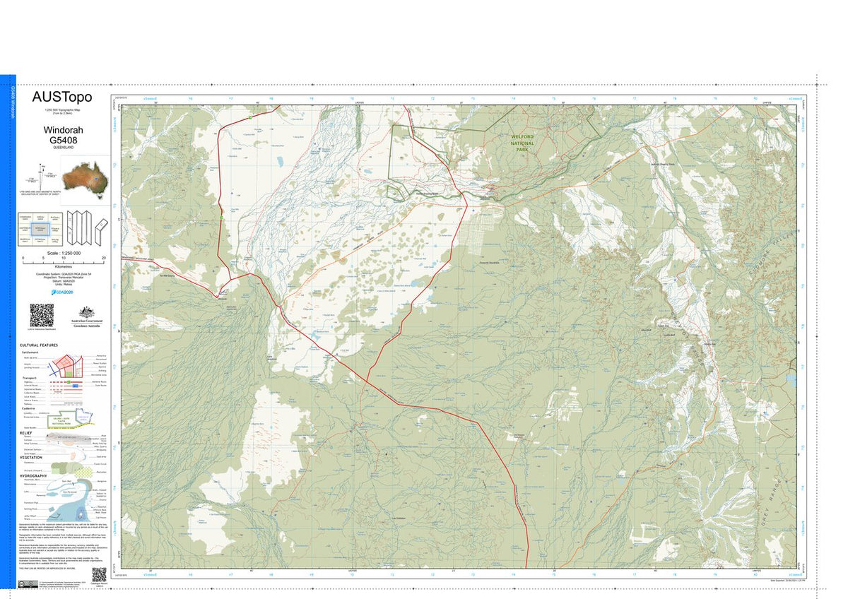 Windorah G5408 Map by Geoscience Australia | Avenza Maps