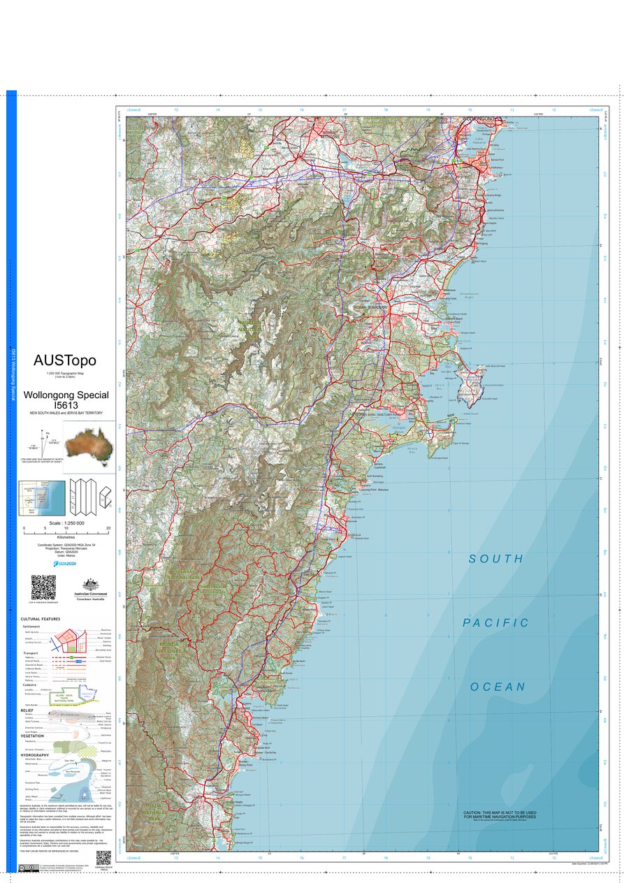 Wollongong Special I5613 Map by Geoscience Australia | Avenza Maps