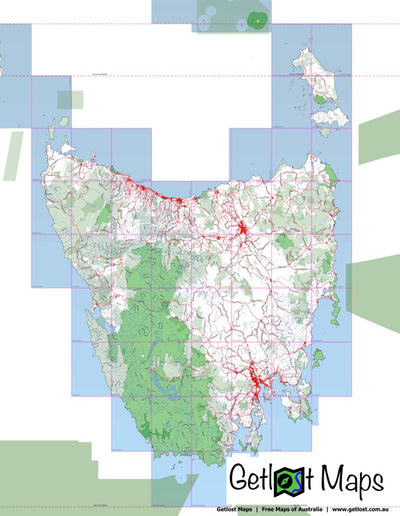 Getlost Maps Getlost Maps Index Map - Tasmania digital map