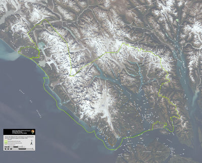 Glacier Bay National Park Glacier Bay satellite map with placenames digital map