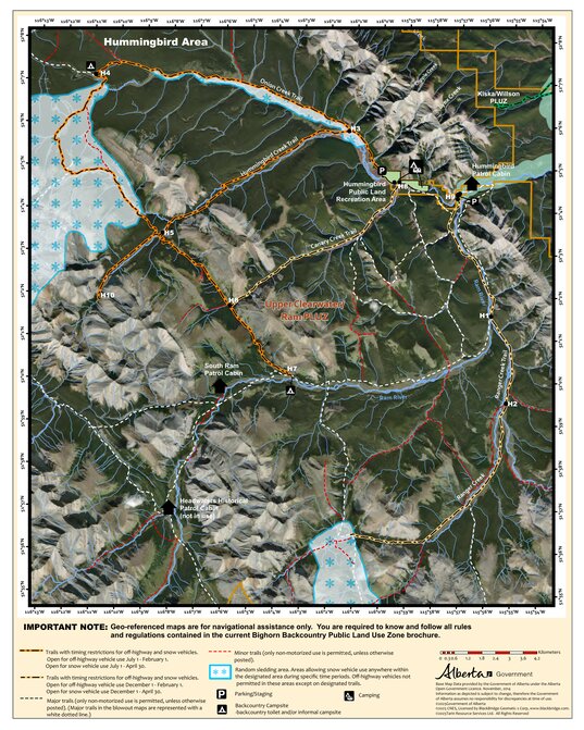 Bighorn Backcountry - Hummingbird Area Map by Government of Alberta ...