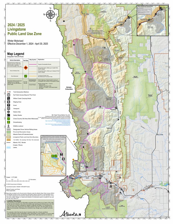 Livingstone Public Land Use Zone - Winter Map by Government of Alberta ...