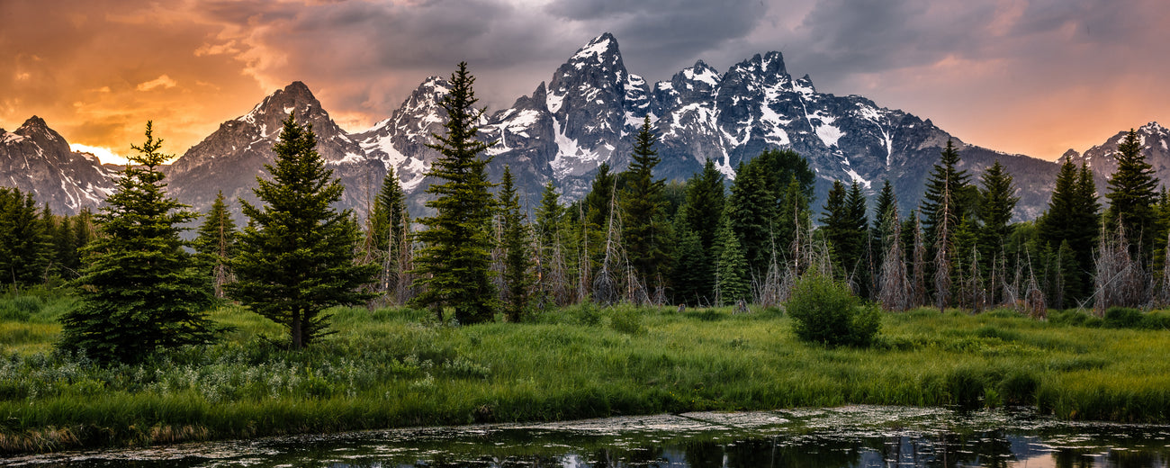 Sunset Reflections on the Grand Teton Range from Schwabacher Landing 