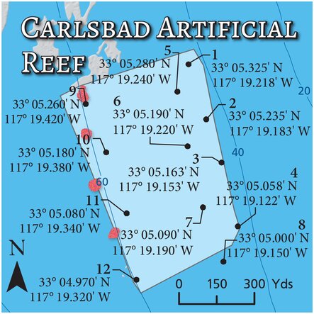 SoCal Fishing Maps - Carlsbad Artificial Reef Preview 1