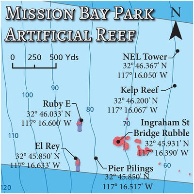 SoCal Fishing Maps - Mission Bay Park Artificial Reef Preview 1