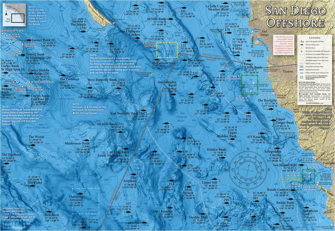 SoCal Fishing Maps - San Diego Offshore Map by Graylight Media | Avenza ...