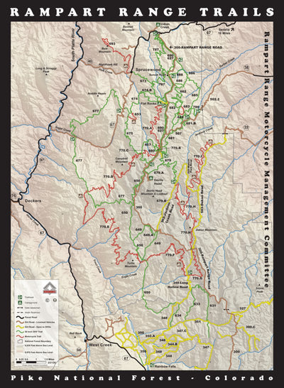 Great Outdoors Adventures Rampart Range Trails Map - Front digital map