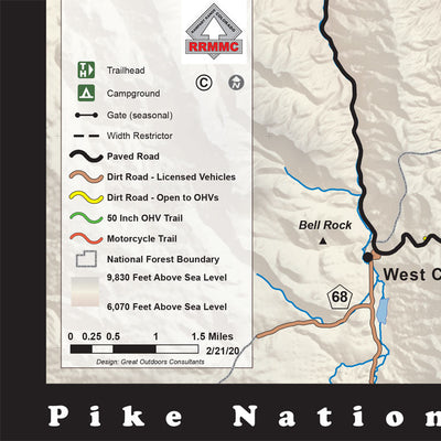 Great Outdoors Adventures Rampart Range Trails Map - Front digital map