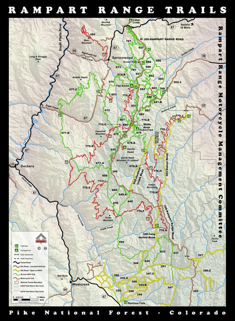 Rampart Range Trails Map - Front 2025 Preview 1