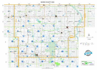 GREAT PLAINS DIRECTORY SERVICE BURKE COUNTY 1 TOWNSHIP BUFFER 75,000 SCALE 2024 digital map