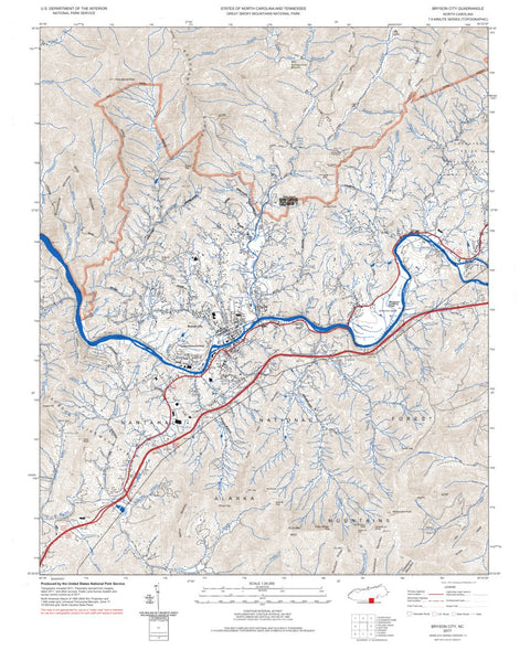 Great Smoky Mountains National Park NPS Bryson City 2017 digital map