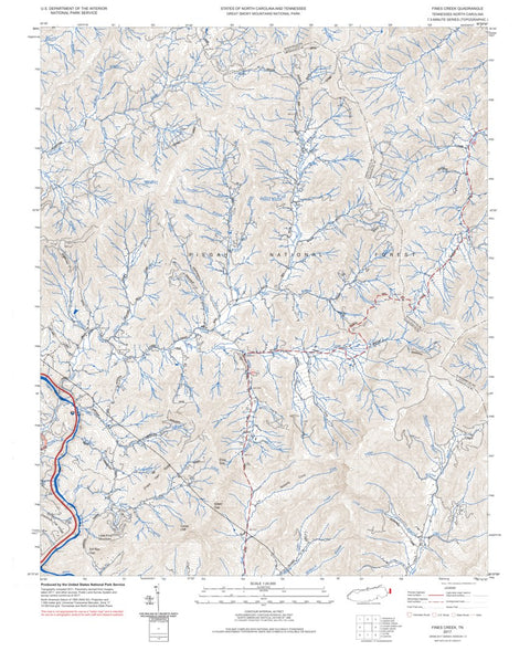 Great Smoky Mountains National Park NPS Fines Creek 2017 digital map