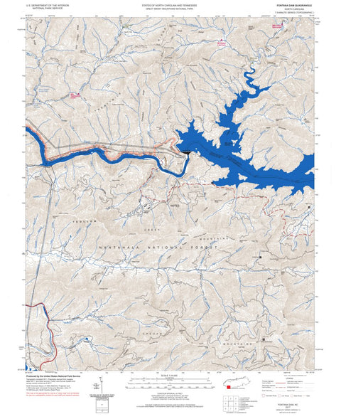 Great Smoky Mountains National Park NPS Fontana Dam 2017 digital map