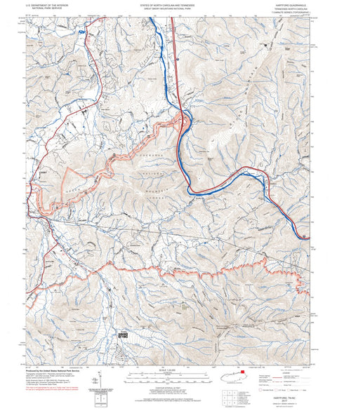 Great Smoky Mountains National Park NPS Hartford 2017 digital map