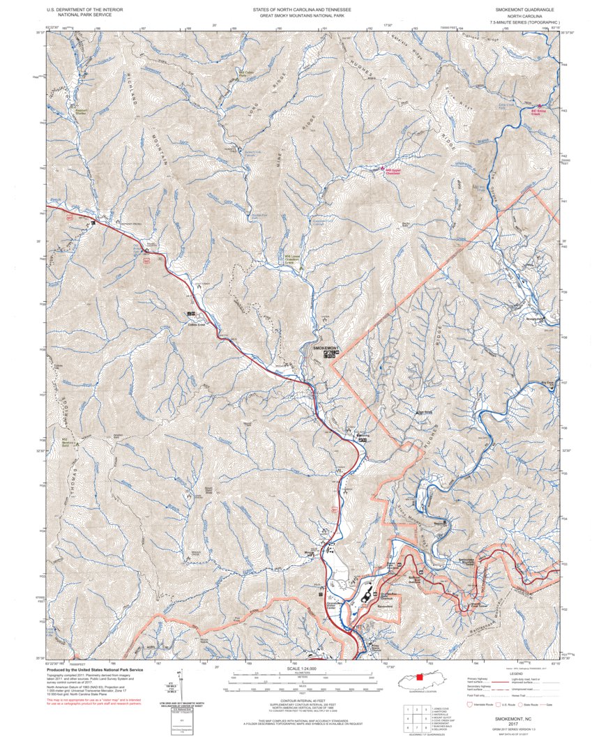 Smokey Point Map NPS Smokemont 2017 Map by Great Smoky Mountains National Park | Avenza Maps