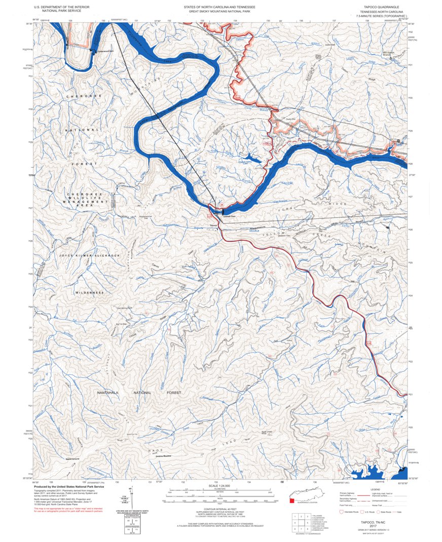 Tapoco Map NPS Tapoco 2017 Map by Great Smoky Mountains National Park | Avenza Maps
