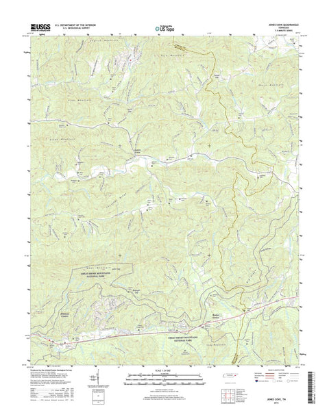 Great Smoky Mountains National Park NPS/USGS 2016 Jones Cove Topographic Map digital map