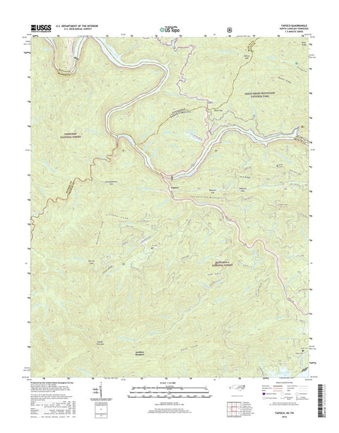 Great Smoky Mountains National Park NPS/USGS 2016 Tapoco Topographic Map digital map