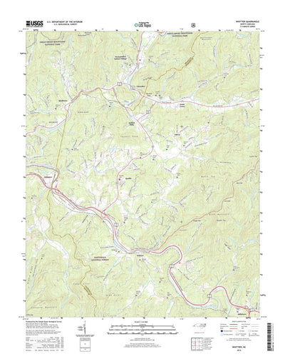 Great Smoky Mountains National Park NPS/USGS 2016 Whittier Topographic Map digital map