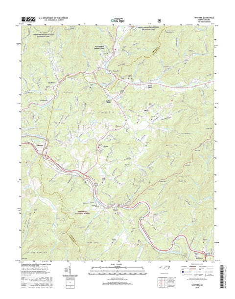 Great Smoky Mountains National Park NPS/USGS 2016 Whittier Topographic Map digital map
