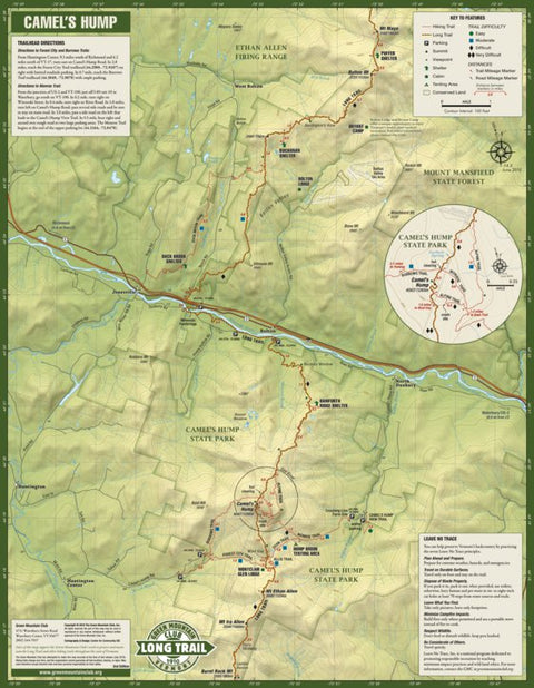 Green Mountain Club Camels Hump Hiking Trail Map digital map