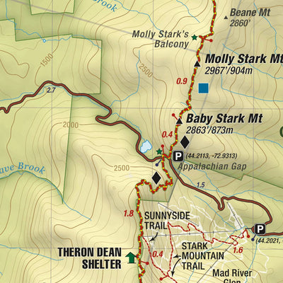 Green Mountain Club Monroe Skyline Hiking Trail Map digital map