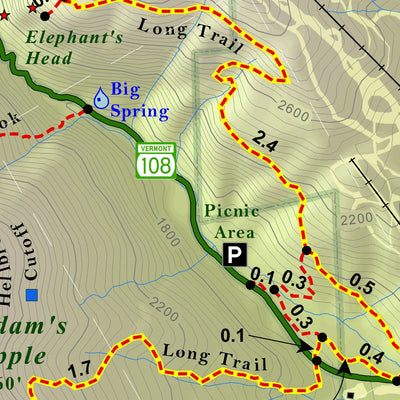 Green Mountain Club Mount Mansfield Hiking Trail Map digital map