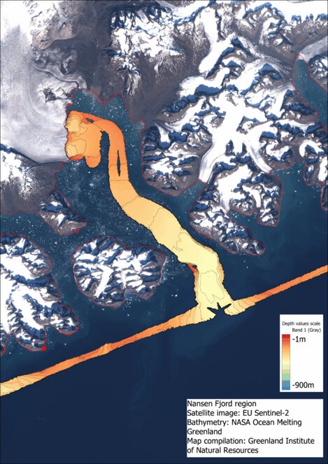 Greenland Institute of Natural Resources Nansen Fjord East Greenland bathymetry digital map