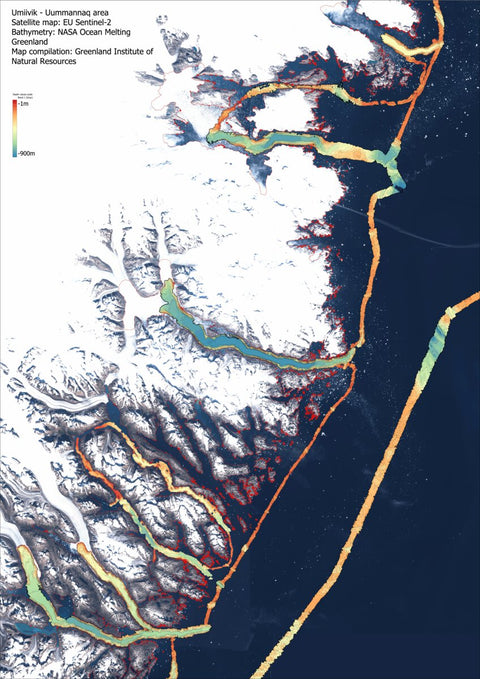 Greenland Institute of Natural Resources Umiivik - Uummannaq region East Greenland bathymetry digital map