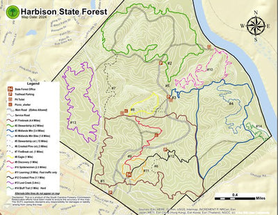 Harbison State Forest Trail Map Preview 1