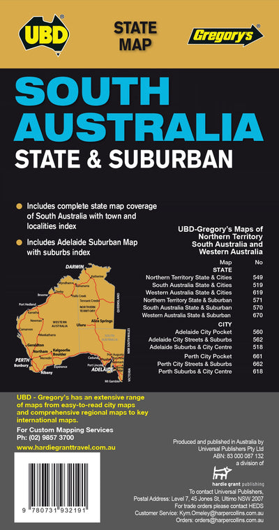 Hardie Grant Explore UBD-Gregory's South Australia State & Suburban, Map 570, edition 29 bundle