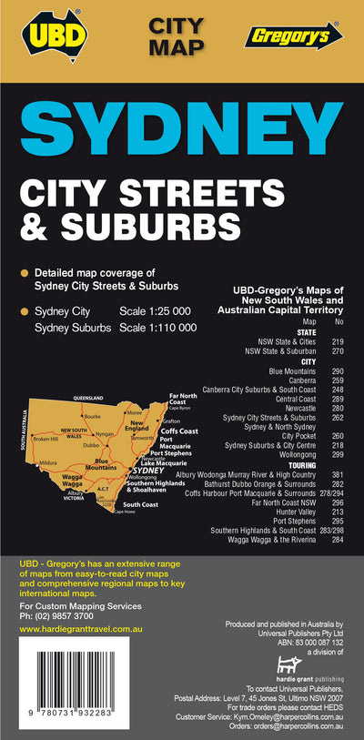 Hardie Grant Explore UBD-Gregory's Sydney City Streets & Suburbs, Map 262, edition 8 bundle