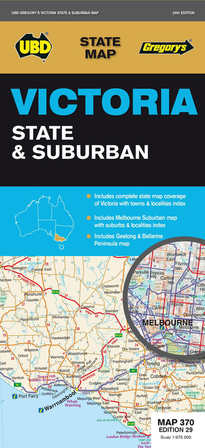 Hardie Grant Explore UBD-Gregory's Victoria State & Suburban, Map 370, edition 29 bundle