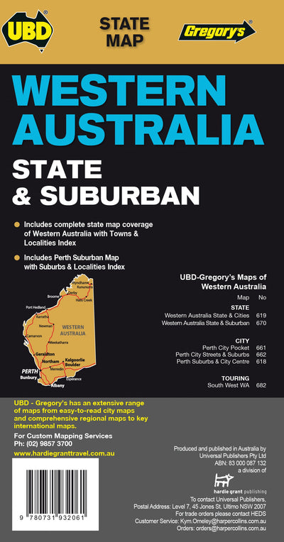 Hardie Grant Explore UBD-Gregory's Western Australia State & Suburban, Map 670, edition 16 bundle